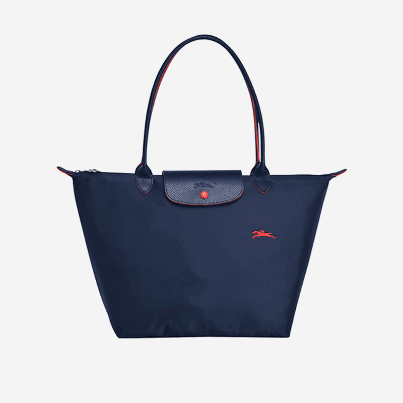 Longxiang（longchamp） longchamp nylon Running horse embroidery Long handled large size shoulder bag 1899 619 navy blue